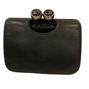 Ted Baker Black  Leather  Retro Bobble Clasp Wallet